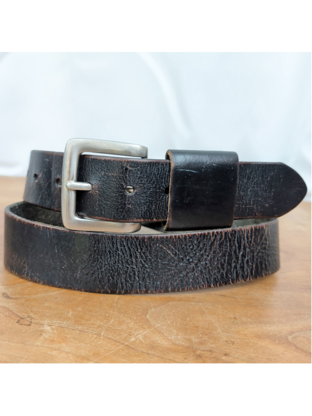 Vintage Wide Keeper Black Leather Belt